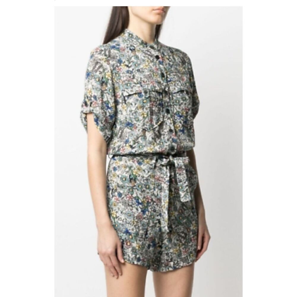 Zadig & Voltaire Ladies Short Sleeve Rompers Round Neck Drawstring Rompers Sz M